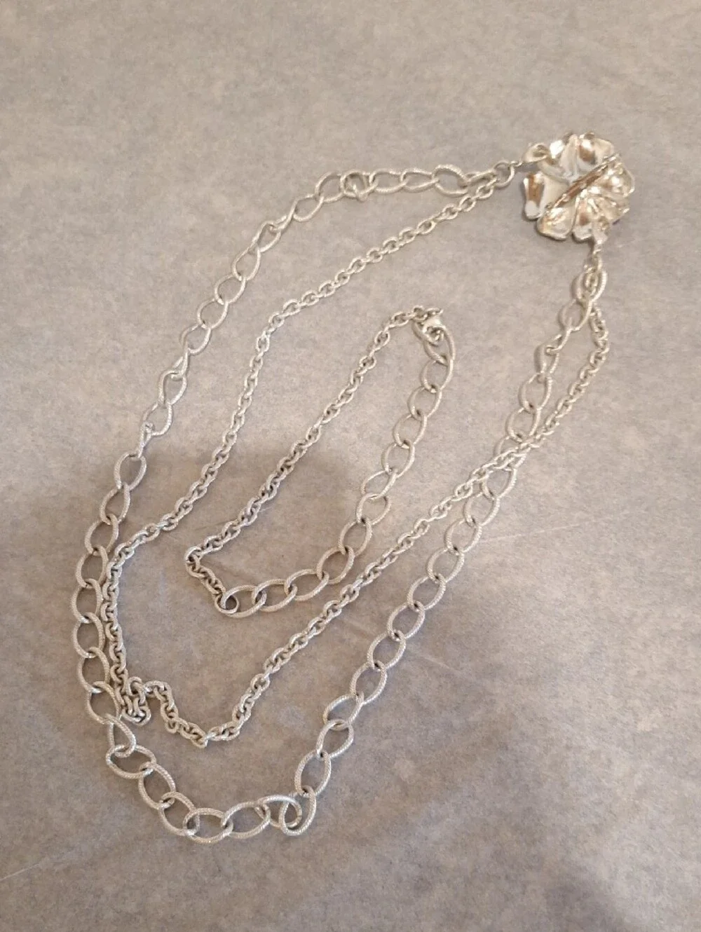 Silver-Tone Black Flower Pendant Necklace - Women Jewelry